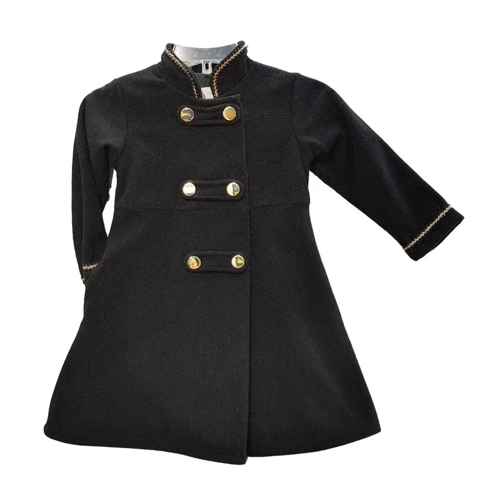 Copper Key Military Style Peacoat Double Breasted Gold-Tone Buttons Girls Sz 4/5